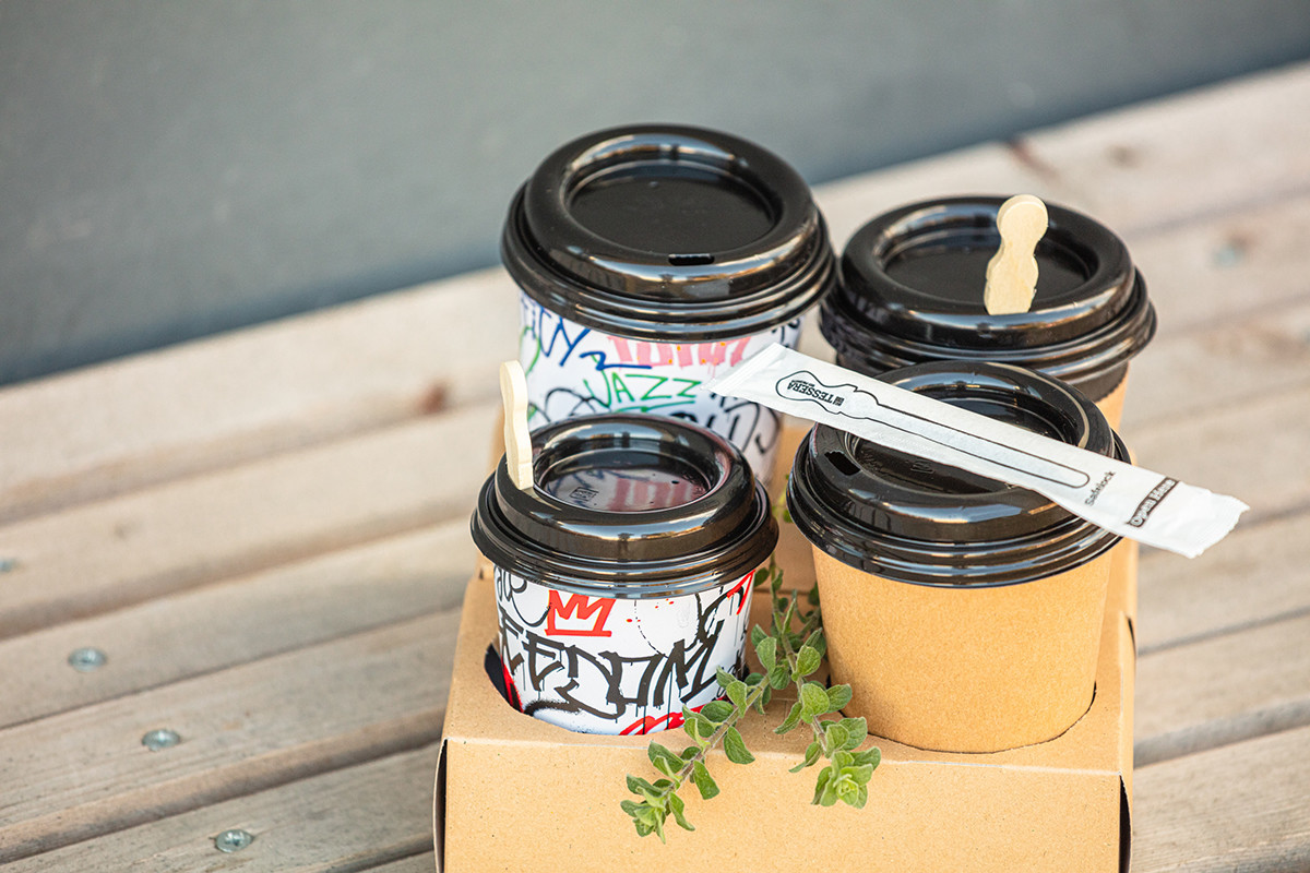 Pokrovček PP za TakeAway lonček ČRN, 8OZ 240 mL INT. - fi: 8 cm (100/1) Papirnati-kozarci/Q0080BPPT_3