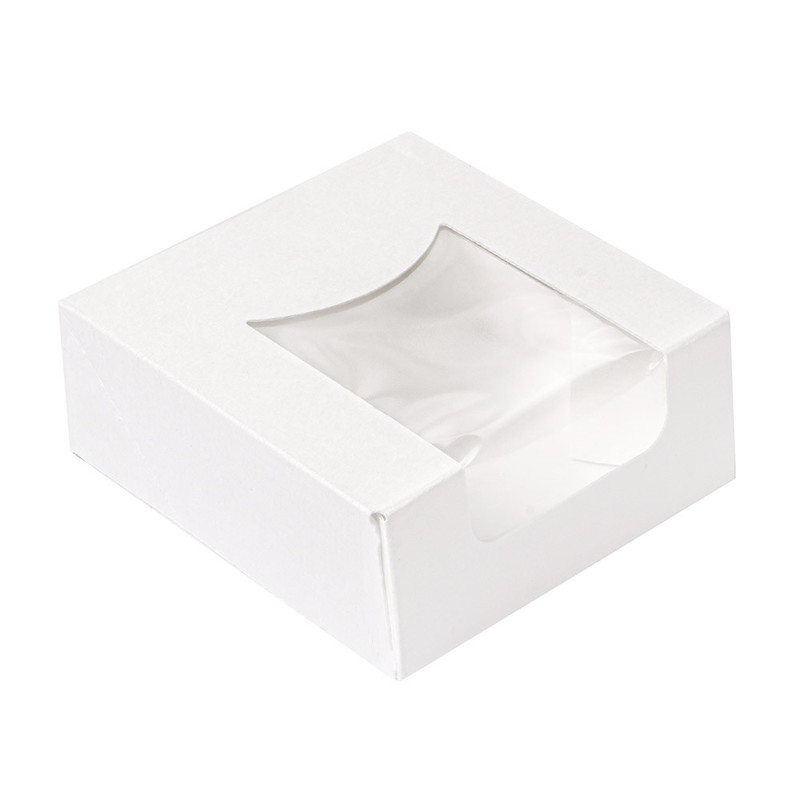 Kartonasta embalaža za SUŠI Z OKNOM - The Pack - BELA, 10 x 10 x 4 cm (50/1)