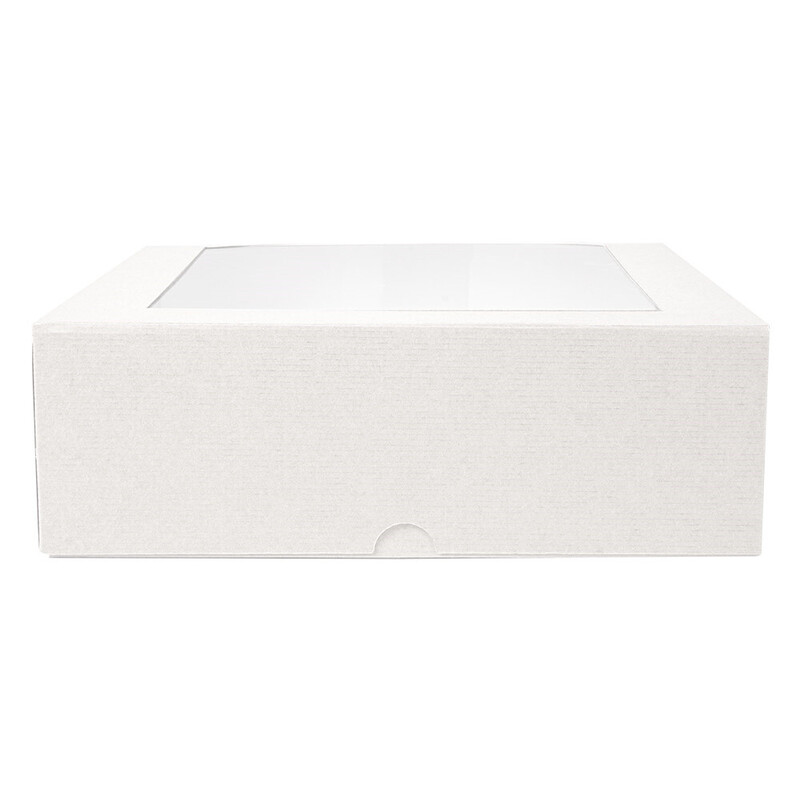 Kartonasta škatla za TORTO z oknom BELA - The Pack - 23 x 23 x 7,5 cm (50/1)
