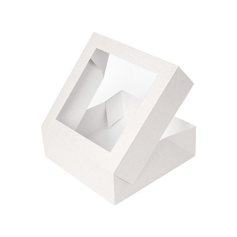 Kartonasta škatla za TORTO z oknom BELA - The Pack - 23 x 23 x 7,5 cm (50/1)