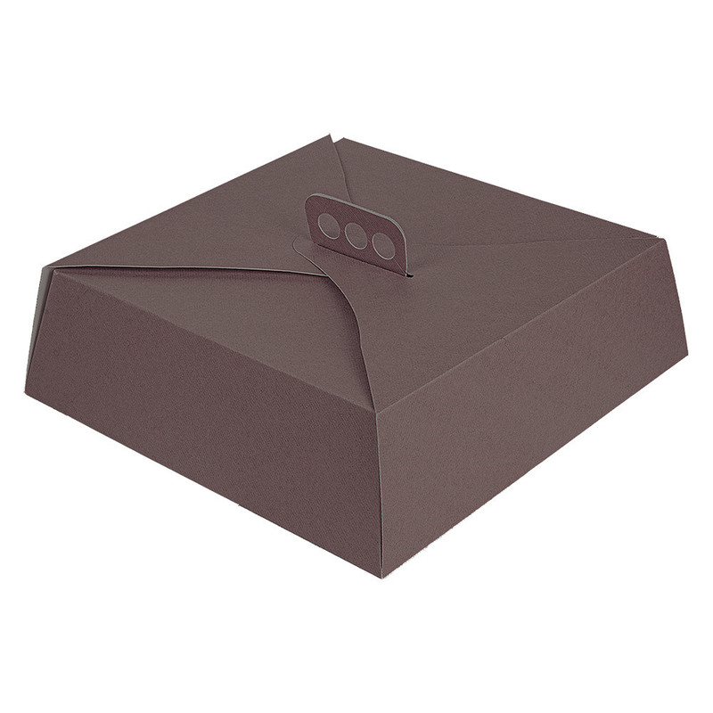 Kartonasta škatla za torto z ročajem ČOKO barva 34 x 34 x 10 cm (50/1)