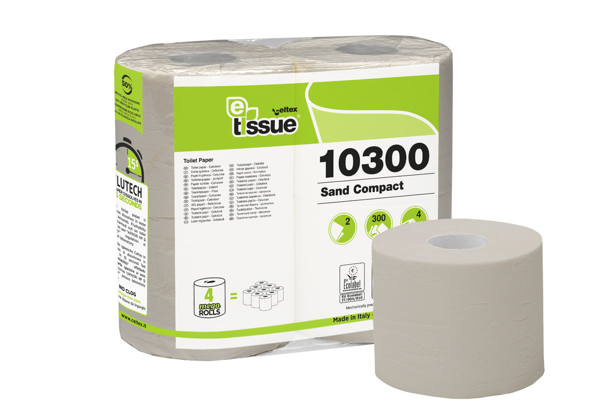 Toaletni papir rolice Compact E-TISSUE, 2-slojni, 300-listni (40/1) Vse-je-zeleno/C10300-1
