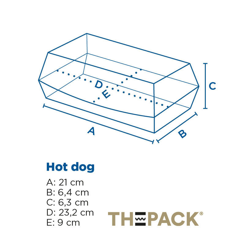 Kartonasta embalaža HOT DOG - KRAFT - 23,2 x 9 x 6,3 cm (50/1)  burgerji/234.25-IMG-SCHEMA