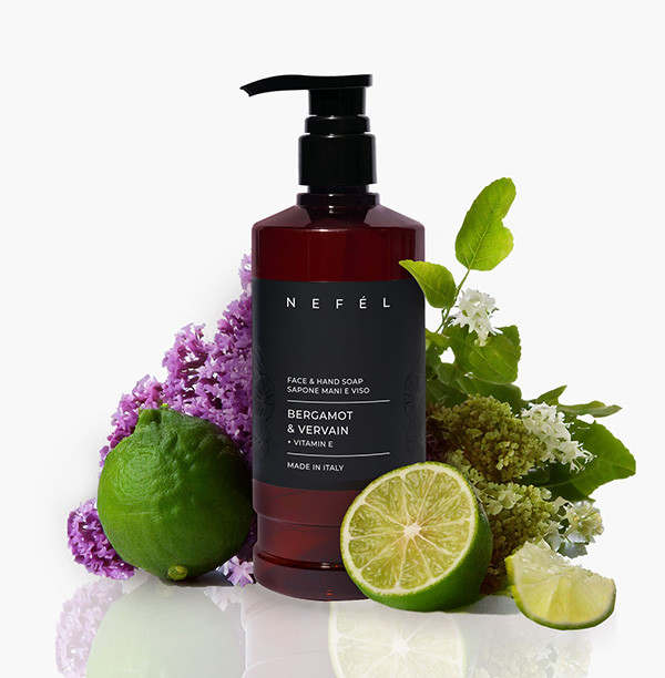Milo za obraz in roke Nefel - BERGAMOT in VERVAIN 480 mL (1/1) hotelska-kozmetika/nefel_face_and_hand_soap_bergamot_and_vervain_flaconeml_profumo-1
