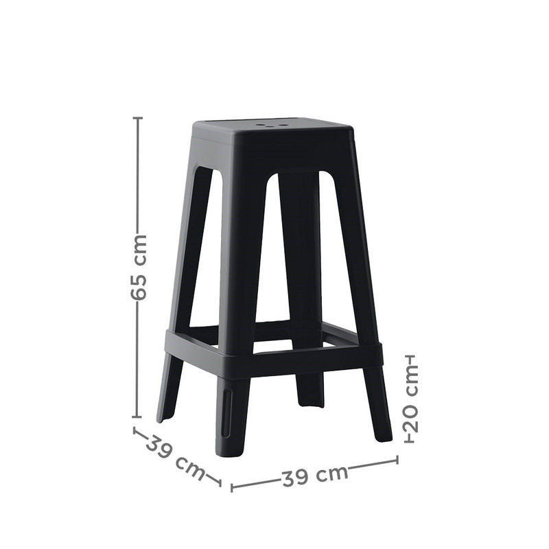 Barski stol SUPRA-TEK ČRN PP, 39 x 39 x 65 cm (4 kosi)  mize-in-stoli/270.49-IMG-SCHEMA