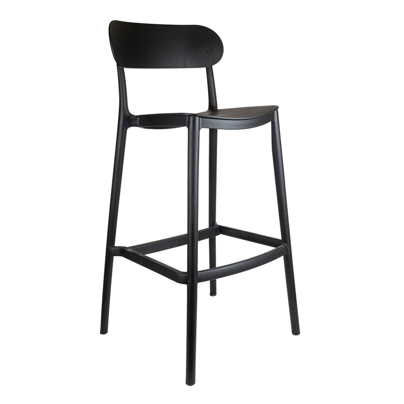 Barski stol z naslonom SUPRA-TEK ČRN PP, 52 x 46 x 102 cm (4 kosi) 