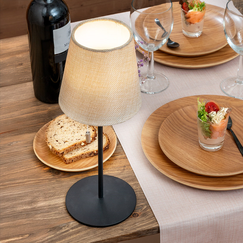 Namizna svetilka brezžična LED 3-stopenjska 12,5 x 33 cm BEŽ črna/kov namizne-lucke/266.12-IMG-PLACEMENT