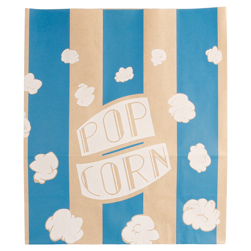 Vrečka POPCORN - KOKICE, rjavo modra 17 + 9 x 28 cm (500/1)