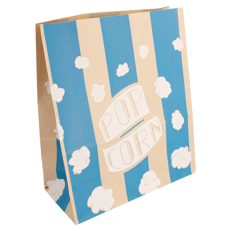 Vrečka POPCORN - KOKICE, rjavo modra 17 + 9 x 28 cm (500/1)