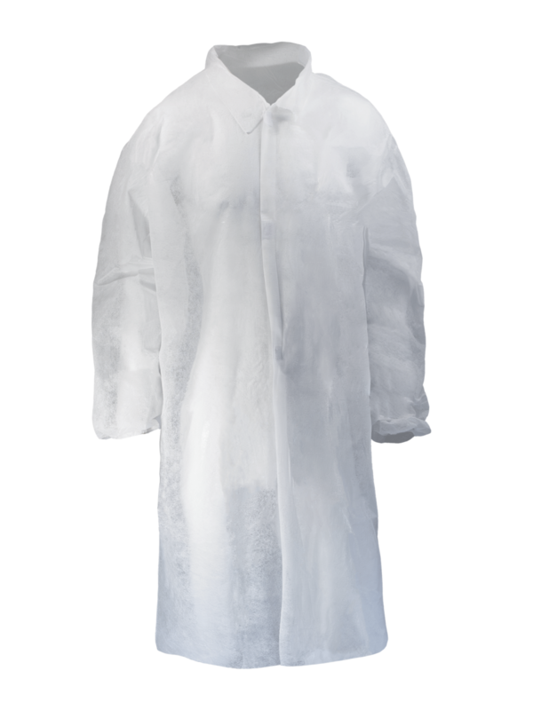 Halja za obiskovalce z gumbi - viskozna - BELA rokavice-in-zascitna-oprema/Camice-lab-velcro-bianco