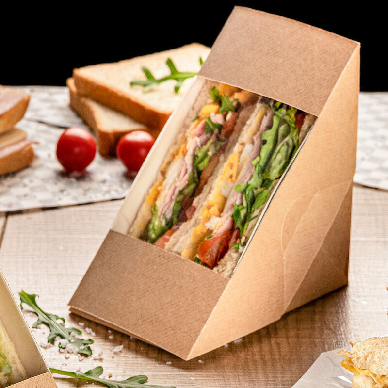 Kartonasta škatla za TRI. sendvič RJAVA - The Pack - 12,4 x 12,4 x 7,5 cm (50/1) sendvici-in-hot-dogi/253.55_IMG-03