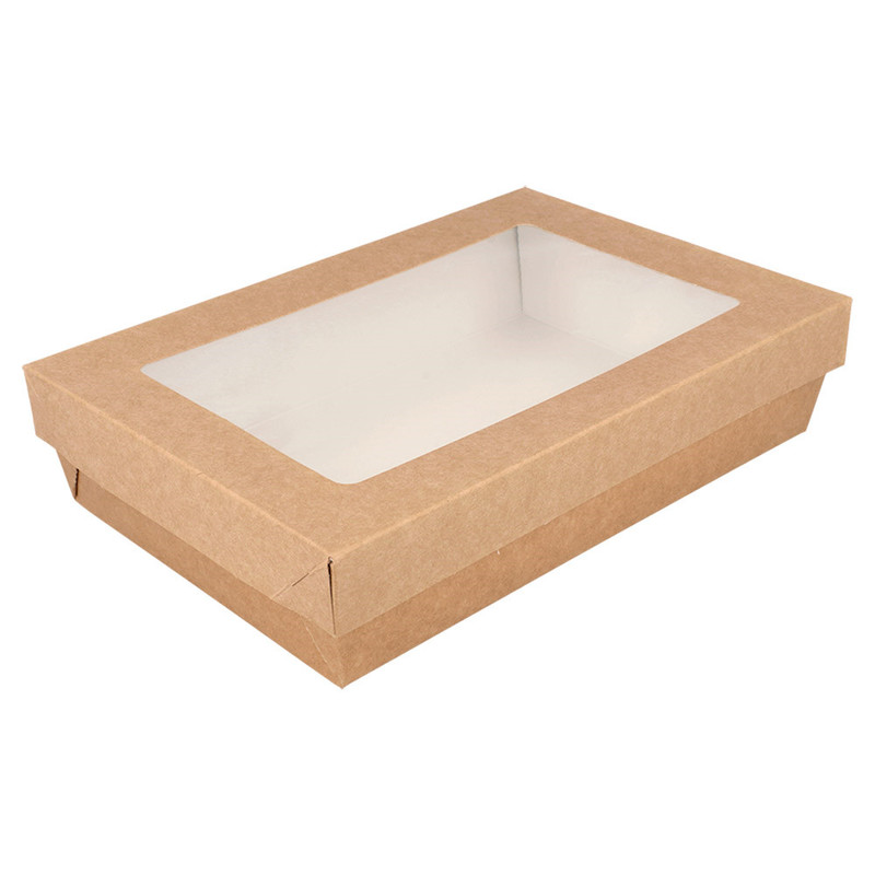 Kartonasta škatla za slaščice - The Pack - s pokrovom/oknom 1300 mL (50/1)