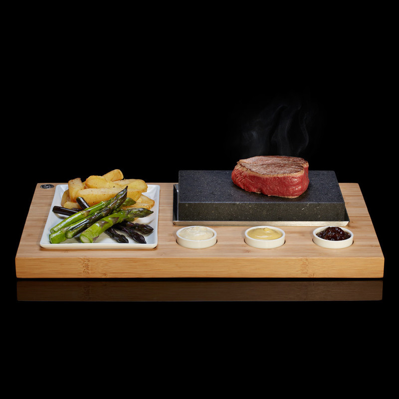 SteakStone plošča za zrezek s tremi posodicami in krožnikom, Lava kamen Fi: 36 x 20 cm (4 kosi) vse-za-bar/204.15.IMG-01