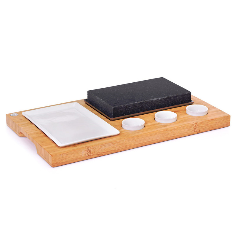 SteakStone plošča za zrezek s tremi posodicami in krožnikom, Lava kamen Fi: 36 x 20 cm (4 kosi) vse-za-bar/204.15.IMG-02