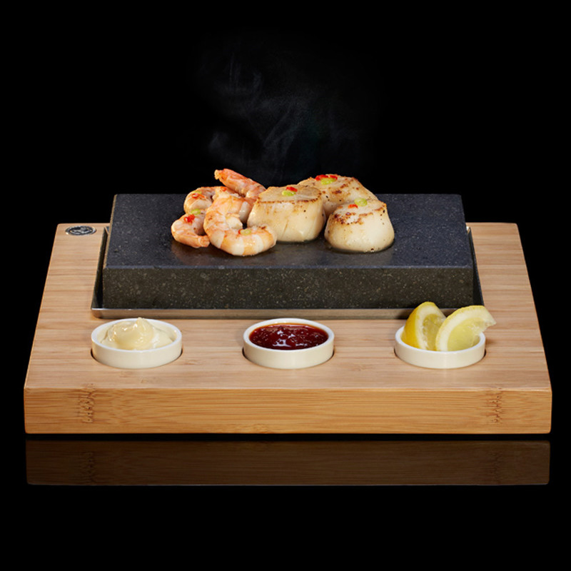 SteakStone plošča za zrezek s tremi posodicami, Lava kamen Fi: 20 x 12 cm (4 kosi) vse-za-bar/204.16.IMG-01