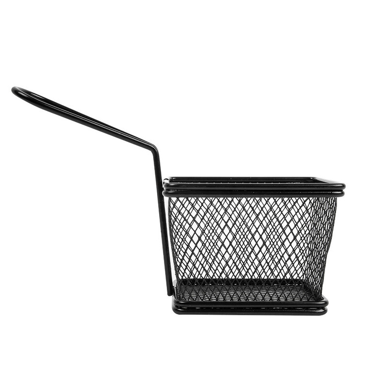 Servirna jeklena mrežasta košarica ČRNA Fi: 10 x 7,8 x 7 cm (6 kosov) vse-za-bar/228.76.IMG-01