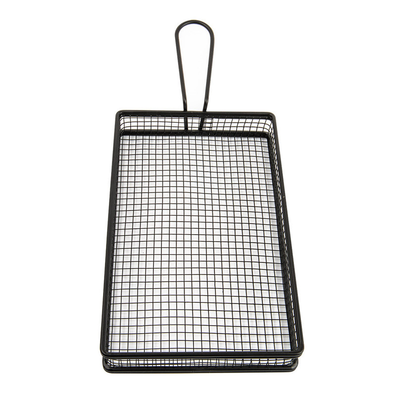 Servirna jeklena mrežasta košarica ČRNA Fi: 24 x 15 x 3,5 cm (6 kosov) vse-za-bar/228.79.IMG-02